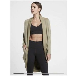 Athleta Ethereal Cocoon Wrap Cardigan Olive Womens Size S/M Oversized Layering